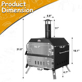 15’’ Outdoor Pizza Oven Wood Fired Pizza Oven Portable Patio Ovens Included Pizza Stone, Pizza Peel, Fold-up Legs, Cover Cooking Rack for Camping Backyard BBQ Polar Aurora