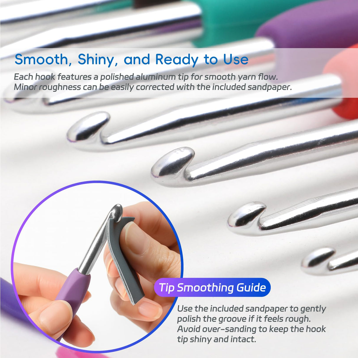 9PCS Ergonomic Crochet Hooks Set by Flickzo – Aluminum Crochet Hook Set with Soft Silicone Handles (2-6mm), Crochet Kit for Beginners with Crochet Tools & Knitting Accessories Flickzo