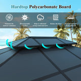 oneinmil 10x13FT Outdoor Polycarbonate Gazebo, Heavy Duty Double Roof Hardtop Gazebo with Aluminum Frame and Netting and Curtains for Patios oneinmil