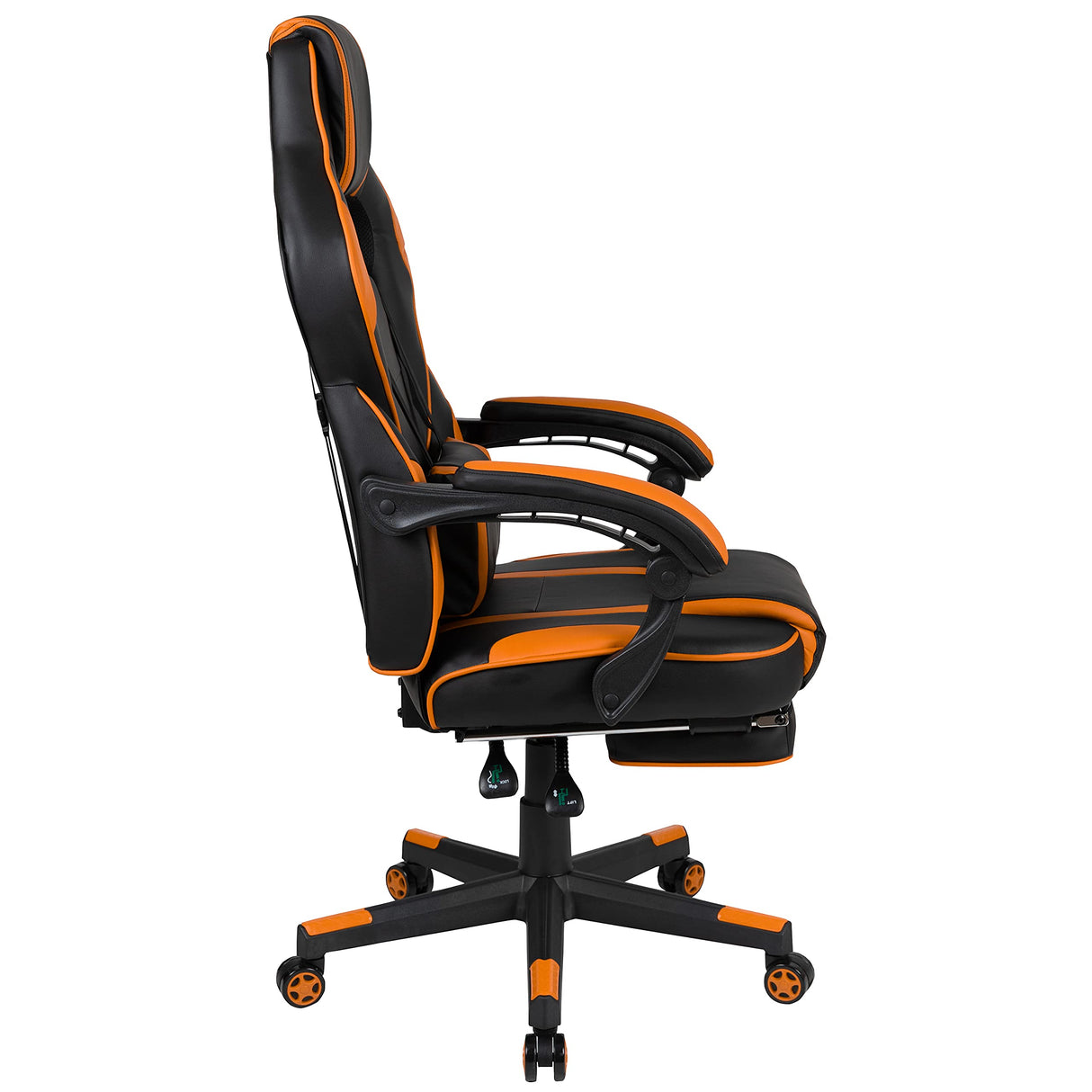 EMMA + OLIVER Black/Orange Ergonomic Gaming Chair -Recline Back/Arms, Footrest, Massaging Lumbar EMMA + OLIVER