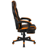 EMMA + OLIVER Black/Orange Ergonomic Gaming Chair -Recline Back/Arms, Footrest, Massaging Lumbar EMMA + OLIVER