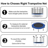 SUOGROLI Trampoline Safety Net, 4/4.6/5/6/8/10/12/13/14/16FT Garden Trampoline Replacement Fences, Kids Protective Net,244cm-6Poles-8ft,Black SUOGROLI
