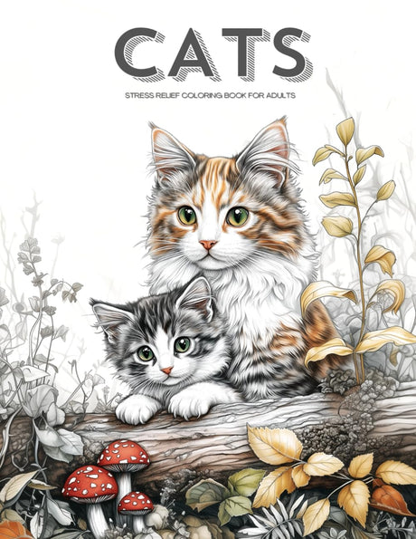 Realistic Cats and Landscapes Coloring Book, a Nature & Wildlife Coloring Activity for Teens, Adults & Seniors: Grayscale Cute Kittens, Pets, Animals ... Book Set for Teens Adults and Seniors) Majosta