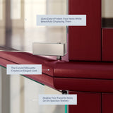 BELLEZE Lighted Corner Display Curio Cabinet Wooden Curved Shelving Unit with Tempered Glass Door, Bar and Liquor Storage Area with 6 Shelves - BELLEZE