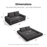 LIKIMIO Convertible Sleeper Sofa Bed Floor Sofa 3-in-1 No Assembly, Foldable Mattress with Corduroy Upholstery Dark Grey, Lounge Loveseat Couch for Living Room Studio Guest Room LIKIMIO