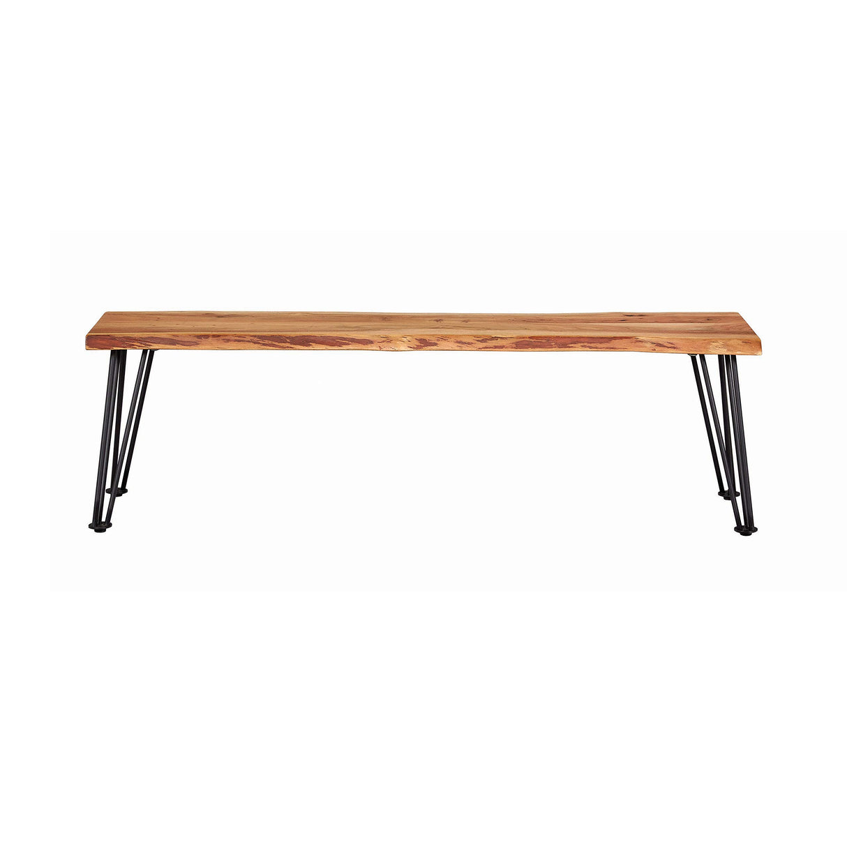 Coaster Furniture Sherman Modern Solid Wood Live Edge Dining Bench Metal Base Natural Acacia Gunmetal 190913 Coaster Home Furnishings