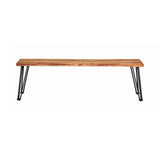 Coaster Furniture Sherman Modern Solid Wood Live Edge Dining Bench Metal Base Natural Acacia Gunmetal 190913 Coaster Home Furnishings