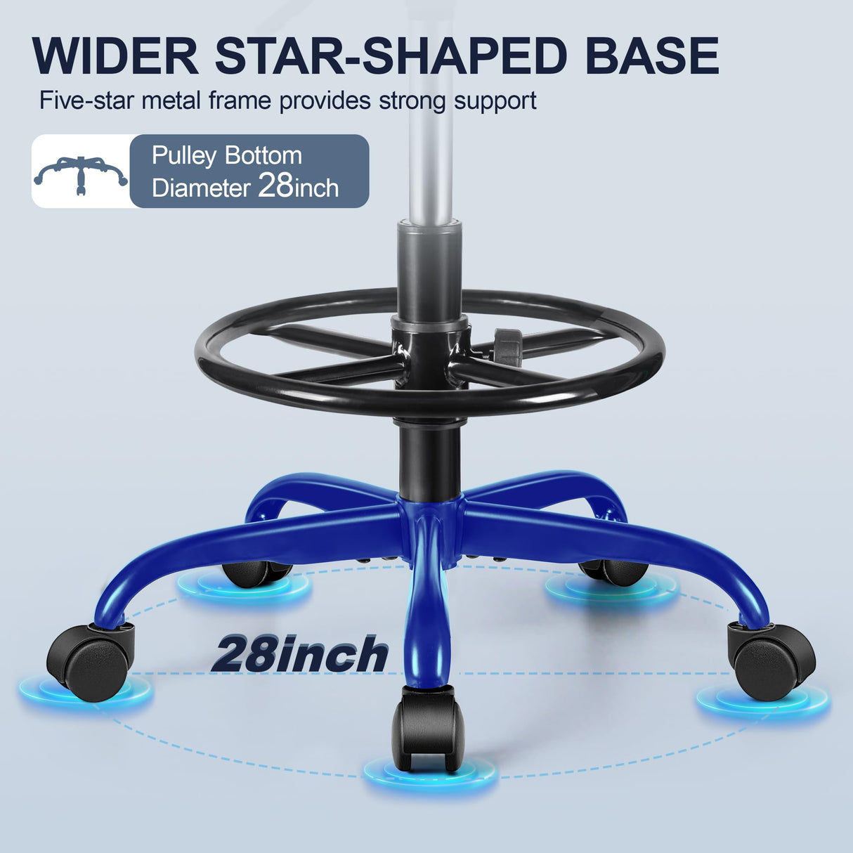 Brick Attic Drafting Chair with Backrest – Adjustable Foot Rest Rolling Stool with Wheels, PU Leather Swivel Stool for Office Spa Studio Lab Counter Salon Home Work Bar Kitchen Shop(Black) Brick Attic