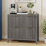 2 Drawer File Cabinet, Printer Stand Lateral Filing Cabinets for Hanging Letter/A4/Legal Size Files Fluted Wood Storage Cabinet for Home Office and School Halitaa