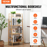 VEVOR 4-Tier Bamboo Ladder Shelf, Trapezoid Open Bookcase, Display Storage Rack Organizer, Freestanding Flower Plant Stand, Ladder Bookshelf Ideal for Bathroom, Bedroom, Office, Study, Natural VEVOR