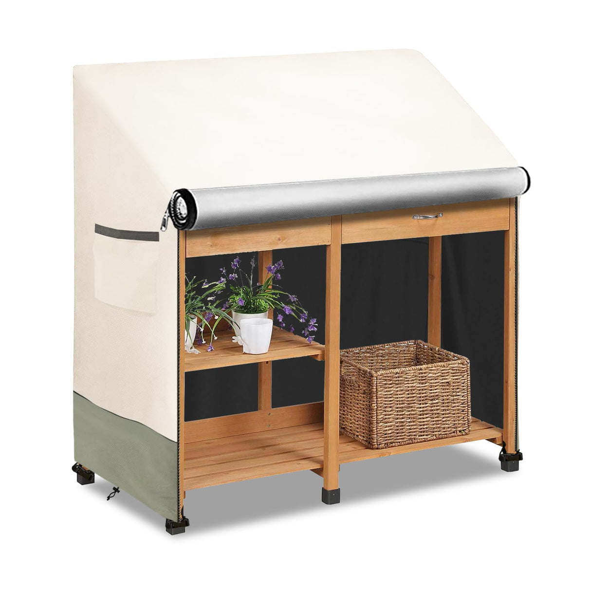 Osileyo Outdoor Garden Potting Bench Table Cover with Split Zipper,Heavy 600D Duty Waterproof Anti-UV All Weather Protection,47" x 20" x 47" -Beige Osileyo