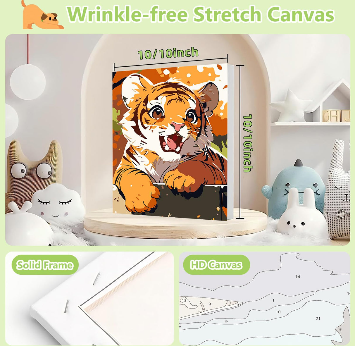 Reivworl Framed Paint by Numbers Kit for Adults Beginner & Kids Ages 8-12, Tiger Paint by Number with Frame and Easel, Painting by Numbers for Gifts and Home Decor (10X10 Inch) Reivworl