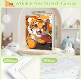 Reivworl Framed Paint by Numbers Kit for Adults Beginner & Kids Ages 8-12, Tiger Paint by Number with Frame and Easel, Painting by Numbers for Gifts and Home Decor (10X10 Inch) Reivworl