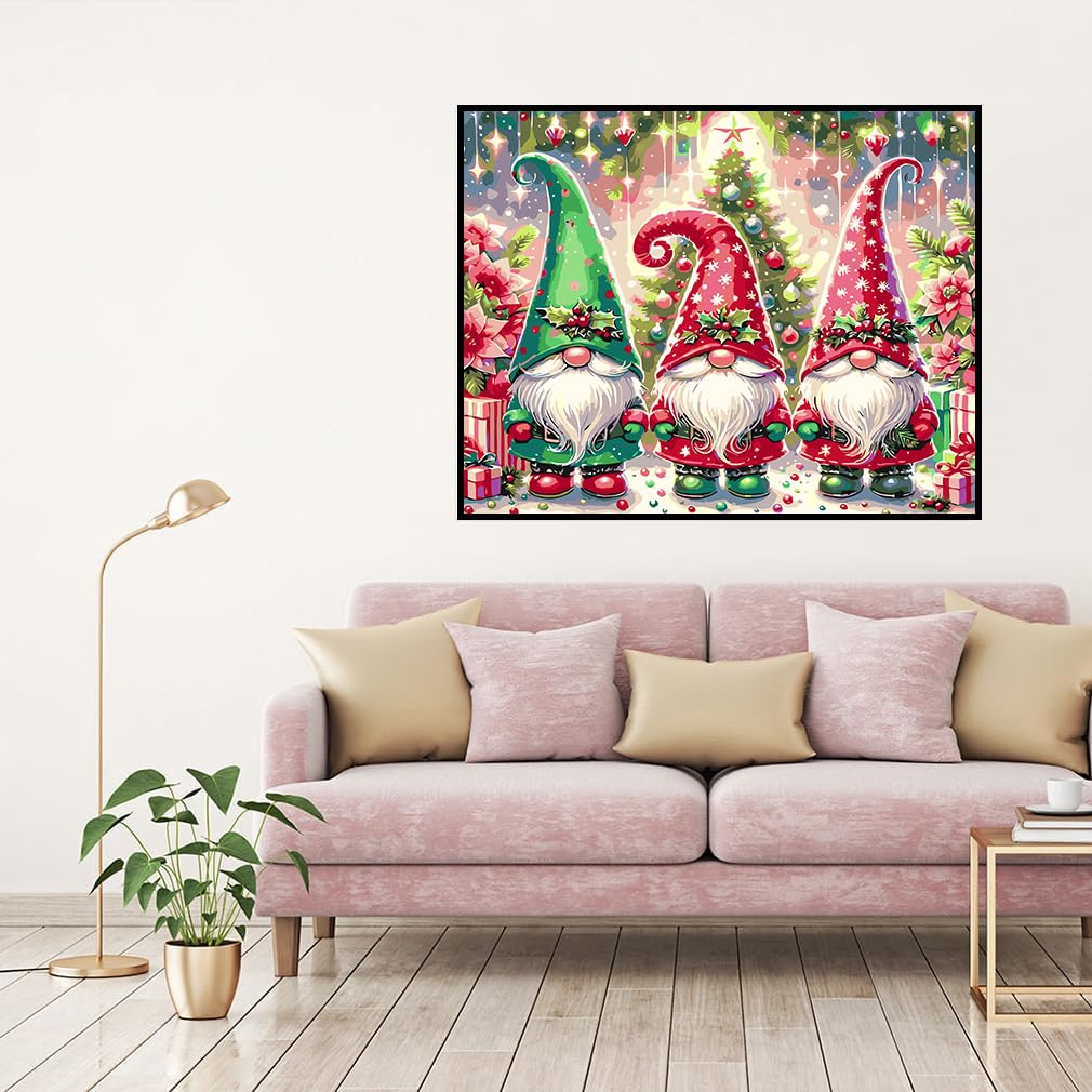 igoodom Paint by Numbers Kit for Adults – Christmas Gnome Adult Paint-by-Number on Canvas, DIY Acrylic Painting Set for Home Decor, 20x16in igoodom
