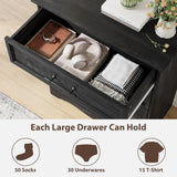 Black Dresser for Bedroom, Farmhouse 36" Tall 4 Drawer Chest with Sleek Brushed Metal Handles, Modern Wood Storage Cabinet with Unique Base Design, Closet Organizer for Bedroom, Living Room, Hallway YANSNWO