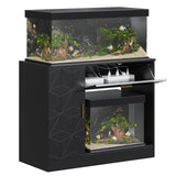 Saudism 40 Gallon Fish Tank Stand, 29 -50 Gallon Aquarium Stand, Black Tank Stand, Fish Tank Table with Drawer and Cabinet, Sturdy and Durable Saudism
