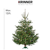 KRINNER Christmas Tree Genie Steel - Green Tree Stand - Original Single Cable Operation, Holds up to 15 ft Live Trees - Foot Pedal Setup & Water Reservoir - 4 Stabilizing Feet, German Made Krinner