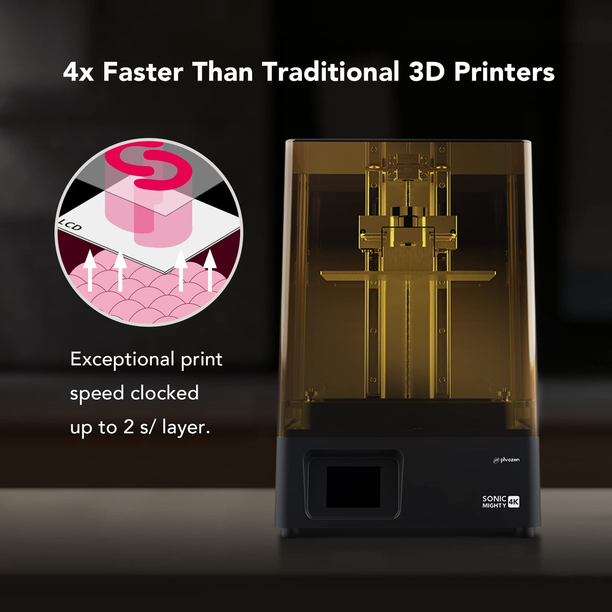 Phrozen Sonic Mighty 4K Large LCD Resin 3D Printer, L7.9 x W4.9 x H8.7 Printing Volume, 9.3" Mono LCD Screen & 22cm Z-axis, Matrix LED UV Light Tech, Large 3D Models, Miniatures,Tabletops phrozen
