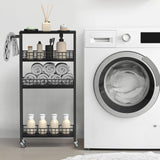 Narrow 4-Tier Rolling Storage Cart with Handle - Modern Black Utility Cart for Small Spaces NORCEESAN