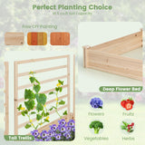 Giantex Raised Garden Bed with 3 Trellises, 88"L x 45"W x 43"H, Set of 2 Wood Planter Box for Vegetables Flowers Herbs Fruits Climbing Plants Cucumber, Easy Assembly, Outdoor Rectangular Raised Beds Giantex