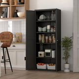 IRONFFICE Metal Storage Cabinet,Morden Pantry Cabinets for Kitchen Storage with Doors and Shelves,Tall Pantry Storage Cabinet for Living Room,Dining,Black IRONFFICE