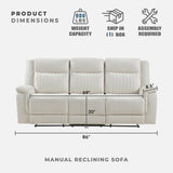 Lexicon Manual Double Reclining Sofa, Polished Microfiber Upholstered 3 Seater Manual Sofa Recliner for Living Room, Wall Hugger, Easy Assembly, Beige Lexicon