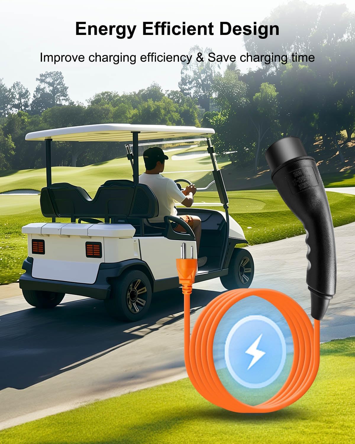 Charging Power Cord Fits for Evolution ICON EV Golf Carts, 120V 3 pin Golf Cart Charge Cable Assembly Replace 2.04.0620 ST-031016-PT NXQWLL