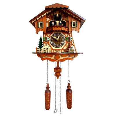 RUAIGRD Traditional German Style Cuckoo Clock Black Forest House Clock with Moving Wood Kids