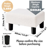 BRIAN & DANY Small Foot Stool Ottoman, Footstool with Legs, Teddy Velvet Foot Rest for Living Room, Bedroom and Office, White BRIAN & DANY