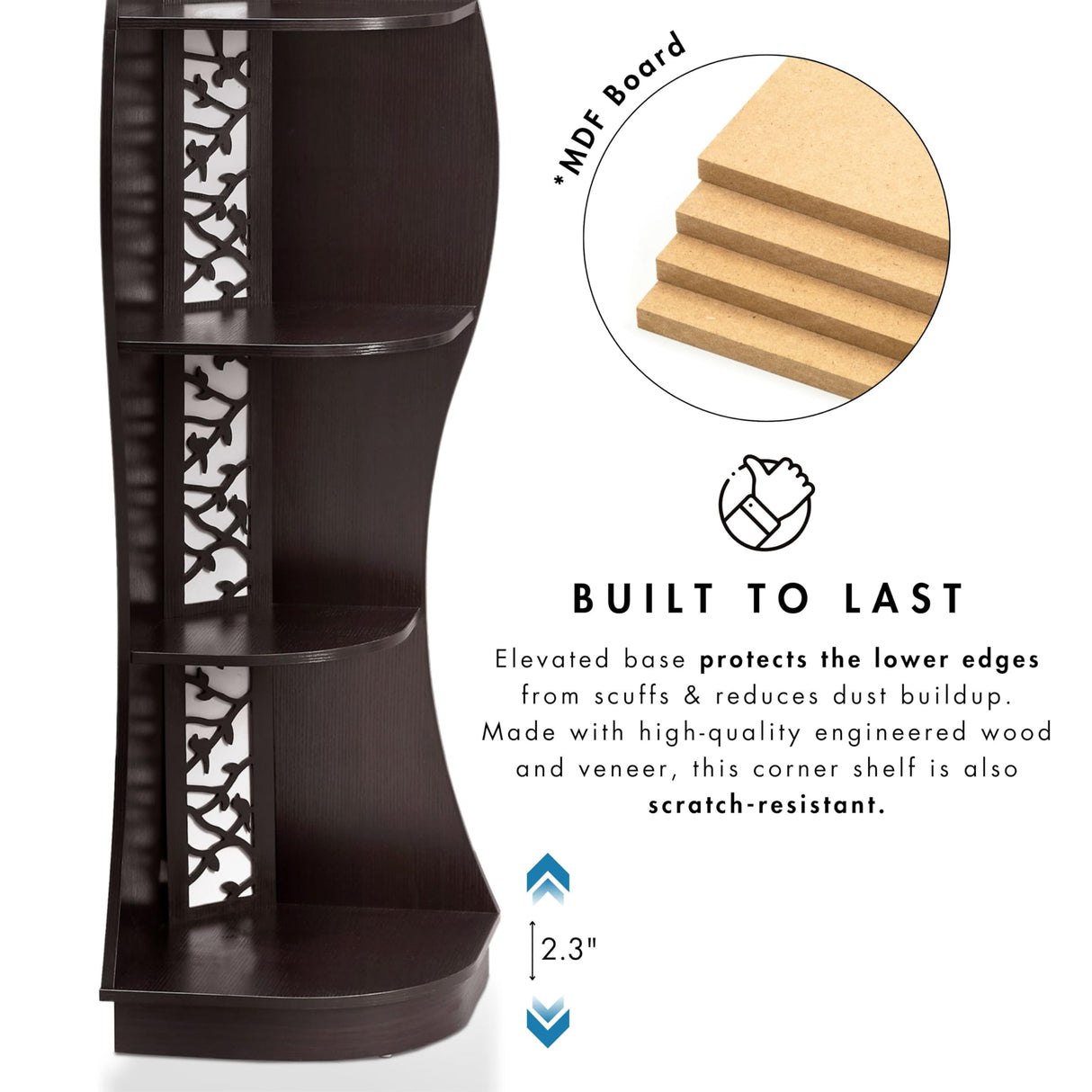 HOMES: Inside + Out Connelly Modern 5 Shelf LED Bookcase, Unique Thin Wood Bookshelf with Storage and Remote, Office Shelving ,Tall Book Shelf for Bedroom, Living Room and Small Spaces, Cream Weave Furniture of America