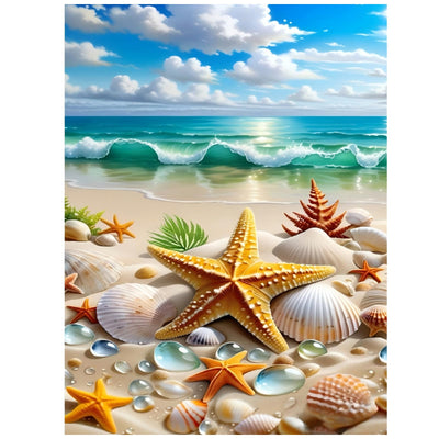 Beach Diamond Art Kits for Adults, Beach Diamond Painting Kits for Adults Beginners, 5D Round Full Drill Gem Art Kits DIY Crafts for Home Decor Gift 12x16 Inch