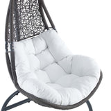 Modway Abate Wicker Rattan Outdoor Patio Porch Lounge Swing Chair Set with Stand in Gray White Modway