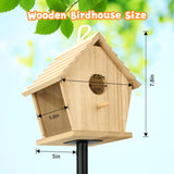 Bluebird Houses for Outside Clearance with Pole, Hanging Bird House Outdoors Garden Patio with Easy Clean Wood Birdhouse Viewing Window Garden Patio for Swallow Sparrow Hummingbird Finch Cardinals GINDOOR