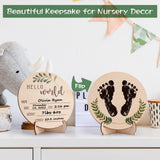 Baby Announcement Sign for Welcome Baby - Double-Sided Hello World Newborn Name Sign for Hospital with Marker and Stand, Wooden Birth Announcement Giftacity