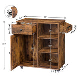 HOOBRO Kitchen Island, Storage Cabinet with Drawer, Kitchen Cart with Spice and Towel Rack, Saving Space, Easy Assembly, for Living Room, Rustic Brown BF12ZD01 HOOBRO