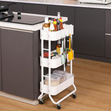 MAX Houser Slim 3-Tier Rolling Utility Cart, Narrow Metal Bathroom Storage Multifunctional Organizer Carts with Wheels with Extra Hook, Laundry Room,Kitchen,Small Space(White) MAX Houser