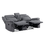 Lexicon Manual Double Reclining Loveseat, Polished Microfiber Manual Wall Hugger Loveseat Recliner for Living Room, Center Storage Console/Cup Holders, Easy Assembly, Gray Lexicon