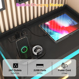 knoworld Tall Dresser for Bedroom, Black Dresser with LED Lights, Wood 5 Drawer Chest with Power Outlet, Modern Chest of Drawers for Bedroom, Living Room, Entryway, Hallway knoworld