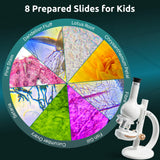 Science Can Microscope for Kids, 1600X Magnification LED Student Microscope with 8 Prepared Slides, Educational Science Lab Toy Great Birthday Gifts, Science Kits for Kids Ages 8-12 Science Can