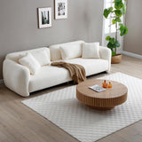 JURMALYN Round Coffee Table Wood Circle Coffee Table for Living Room Contemporary Fluted Coffee Table for Apartment, Easy Assembly ø31.49'', Wood Oak JURMALYN