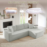 Modular Cloud Sectional Couch with L-Shape Chaise,Modern Upholstered Couches with Deep Seat,Corduroy Sponge Compressed Sofa for Living Room, Bedroom,No Assembly Required(Light Gray) ZKJOLMN