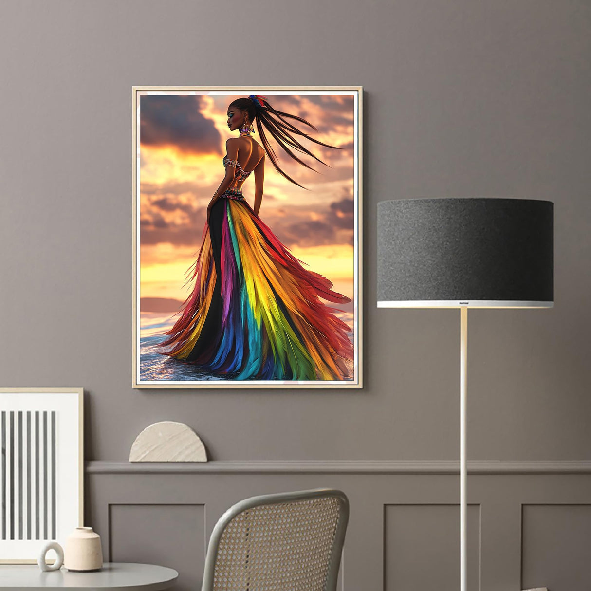 Diymood DIY 5D Diamond Art Kits for Adults African Women, Diamond Painting African Americans Full Drill Round Canvas Embroidery Mosaic Beginner Home Wall Decor Gift 12x16 inch Diymood