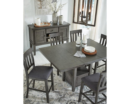 Signature Design by Ashley Hallanden Modern Farmhouse Counter Height Dining Room Extension Table, Dark Gray - WoodArtSupply