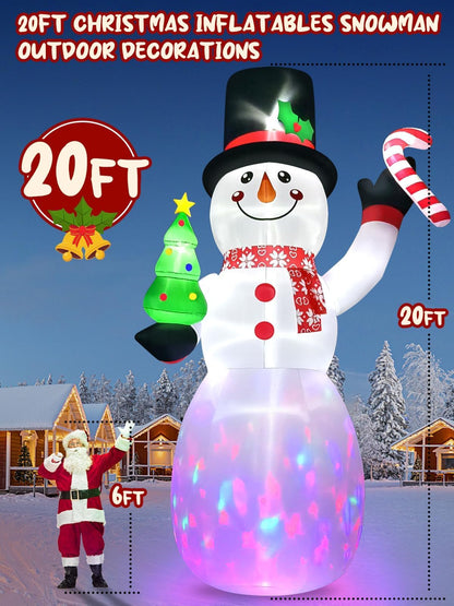 Kalolary 20 FT Christmas Inflatables Snowman Christmas Outdoor Decorations Blow Up Yard with Built-in LEDs for Indoor Outdoor Decor