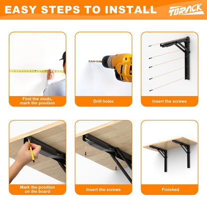 TORACK Heavy Duty Wall Mounted Folding Workbench, Space-Saving Collapsible Wall Table/Desk for Garage Workshop Home, Holds Up to 550lbs(Board Size: 47.25 x 27.75inch) - WoodArtSupply
