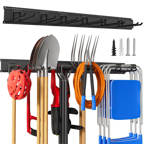 Garage Garden Tool Organizer Wall Mount, Heavy Duty Garage Tool Storage Rack 48 Inches, Max Load 330lb - Shovel, Rake, Folding Chair, Weed Eater Storage Wallavant