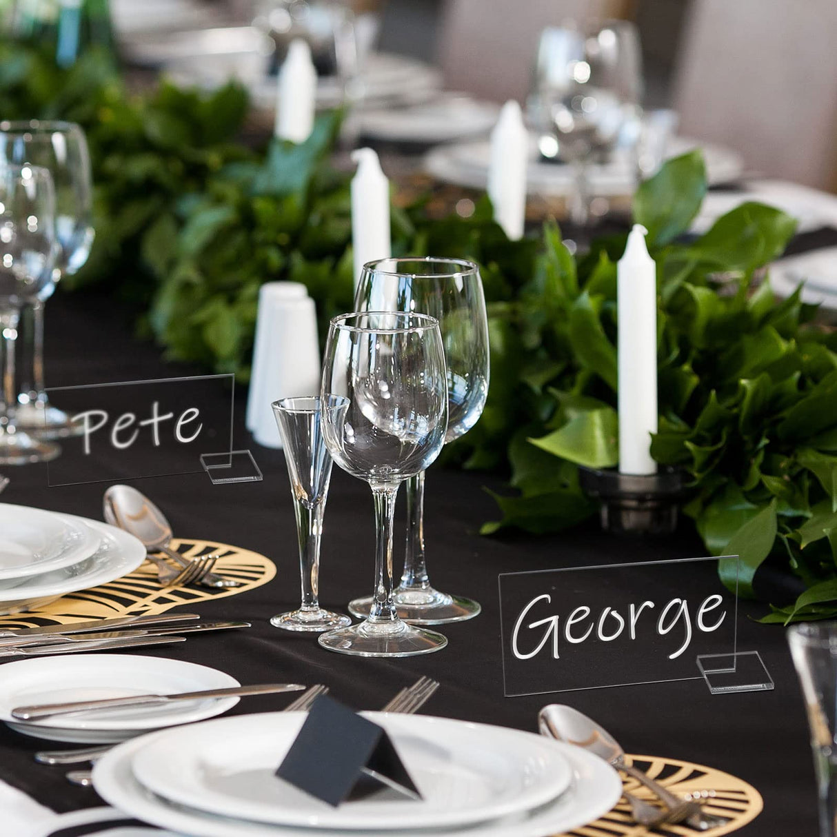 48 Clear Acrylic Place Cards Mini Clear Acrylic Table Place Card Acrylic Signs for Wedding Blank Plate Seating Chart Card for Table Numbers Sublimation Handwritten Name DIY Decor(Rectangle Style) Yalikop