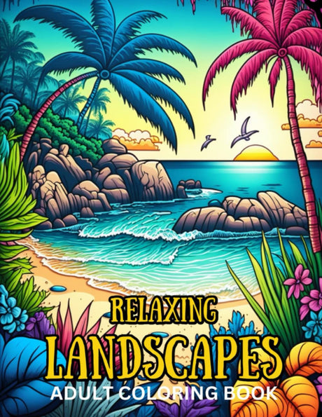 Relaxing Landscapes Adult Coloring Book: Amazing Coloring Pages for Mindfulness, Stress Relief and Relaxation Featuring Beautiful Animals, Forests, ... Beaches and Many More to Color and Relax WoodArtSupply