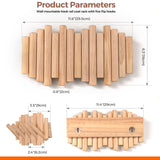 BIRTIMO Wall Mounted Coat Rack with 5 Retractable Wooden Pegs – Modern Design, Space-Saving Storage Organizer in Natural Wood BIRTIMO