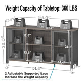 Launica Liquor Bar Cabinet, Industrial Wine Bar Cabinet, Rustic Sideboard Buffet Cabinet for Liquor, Glasses & Coffee Bar with Storage Rack for Home Kitchen Dining Room, Dark Grey Oak, 55 In Launica